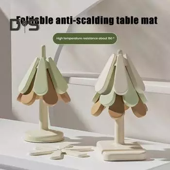 Подставки под горячее из 3-х видов термоизоляционных силиконовых ковриков для горячих блюд, чайников и декора стола в форме рождественской елки с основанием Circle