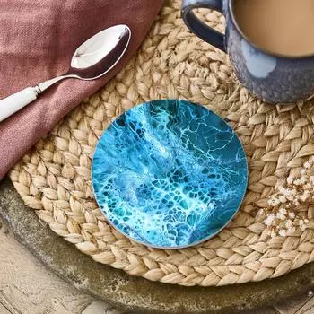 Подставки под кружки из морского мрамора, круглые эмалированные, с пробковой основой, предотвращают появление грязи и царапин на мебели.