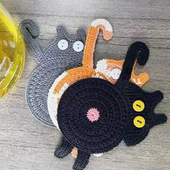 Подставки под стаканы для напитков Подставки под кошачьи попы Подарки для любителей кошек Забавные плетеные креативные подставки Милая подставка под кофе Защитная накладка на столешницу для чашек и кружек