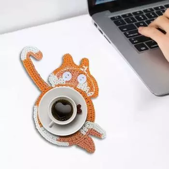 Подставки под стаканы для напитков Подставки под кошачьи попы Подарки для любителей кошек Забавные плетеные креативные подставки Милая подставка под кофе Защитная накладка на столешницу для чашек и кружек