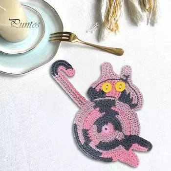 Подставки под стаканы для напитков Подставки под кошачьи попы Подарки для любителей кошек Забавные плетеные креативные подставки Милая подставка под кофе Защитная накладка на столешницу для чашек и кружек черный белый