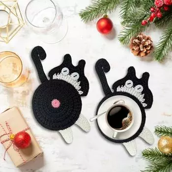 Подставки под стаканы для напитков Подставки под кошачьи попы Подарки для любителей кошек Забавные плетеные креативные подставки Милая подставка под кофе Защитная накладка на столешницу для чашек и кружек