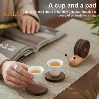 Подставки под стаканы из дерева, набор забавных подставок под напитки в виде улитки, 5 шт., подставки под чашки для кофе и чая с держателем в виде улитки для декора стола в виде кофейни, домашнего офиса A