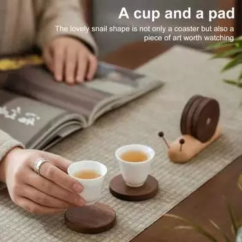 Подставки под стаканы из дерева в виде забавной улитки, набор из 5 чашек для кофе и чая