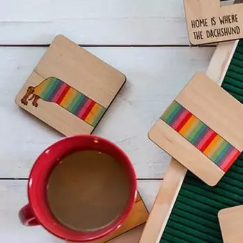 Подставки под стаканы из дерева в виде таксы, набор из 4 предметов, деревянные подставки ручной работы для горячих блюд, подставки под чайники, подарок для любителей собак, домашний декор, акцент A