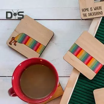 Подставки под стаканы из дерева в виде таксы, набор из 4 предметов, деревянные подставки ручной работы для горячих блюд, подставки под чайники, подарок для любителей собак, домашний декор, акцент A