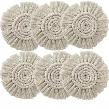 Подставки под стаканы ручной работы в технике макраме, подушка под чашку из хлопковой тесьмы в стиле бохо, нескользящий коврик под чашку, льняные коврики, изоляционная подставка под кофе, подставка под приборы 18cm&Round