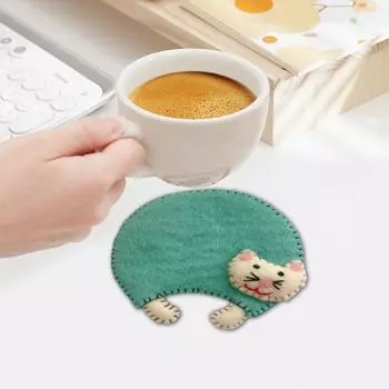 Подставки под стаканы с котами ручной работы, мягкие подставки под чашки для горячих и холодных напитков, милые подставки под стаканы с котятами светло-серый