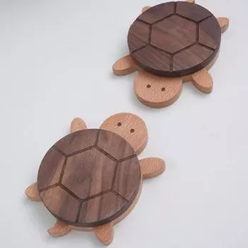 Подставки под стаканы Turtle Coasters Set Нескользящий деревянный защитный коврик для стола Деревянные подставки ручной работы Впитывающие тепло и влагу напитки