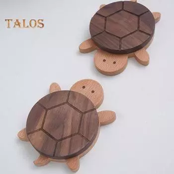 Подставки под стаканы Turtle Coasters Set, нескользящий деревянный коврик для защиты стола, деревянные подставки ручной работы, впитывающие тепло и влагу, подставки под стаканы для напитков для офиса и дома Sets