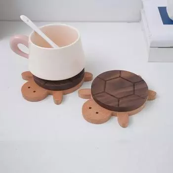 Подставки под стаканы Turtle Coasters Set Нескользящий деревянный защитный коврик для стола Подставки под стаканы под стаканы Turtle Coasters из дерева ручной работы Впитывающий материал