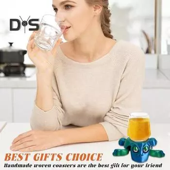 Подставки под стаканы в виде черепах, напечатанные на 3D-принтере, забавные дробленые подставки под напитки, очаровательный коврик под стакан в виде черепахи, креативный аксессуар для вечеринки жёлтый/зелёный