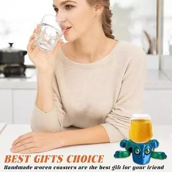 Подставки под стаканы в виде черепах, напечатанные на 3D-принтере, забавные дробленые подставки под напитки, очаровательный коврик под стакан в виде черепахи, креативный аксессуар для вечеринки зелёный/жёлтый