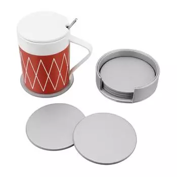 Подставки под стол из искусственной кожи с противоскользящим покрытием и теплоизоляцией, 6 шт., креативные мраморные подставки под чашки для напитков, кофе, чайные подставки, подставки под столовые приборы для кухни Round Silver