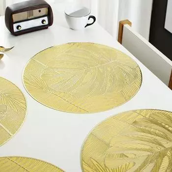 Подставки под столовые приборы из полого ПВХ, коврик для стола, защитный термостойкий подстаканник для чашки с водой, аксессуары для кухни, столовой, бара и гостиной золотистый