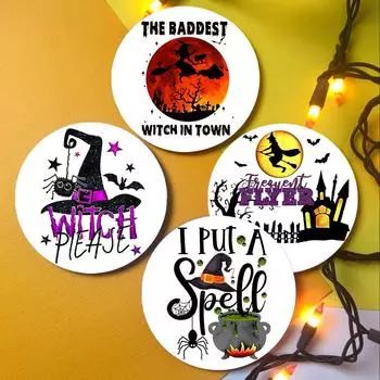 Подставки с принтом тыквы ведьмы в стиле ретро на Хэллоуин, керамические подставки под стаканы для кофе, чая и молока, для вечеринки, украшения кухни, забавного подарка для детей