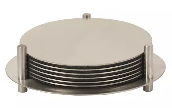 Подставки Trifri из нержавеющей стали Круглый коврик для напитков с держателем Домашний декор Круглые прочные уникальные подставки для напитков для патио и обеденного стола Набор из 6 4.1” X 1.2 серебряный