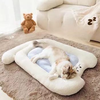 Подстилка для домашних животных на осень/зиму Теплый наполнитель для щенков, чем для щенков мужского пола, кудрявый щенок, лежанка для спящей кошки, кошачий наполнитель Blue roll roll mat