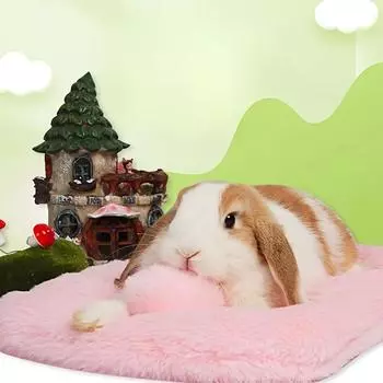 Подстилка для кролика - прямоугольный спальный коврик из искусственного меха с хлопковым наполнителем, теплые зимние принадлежности для домашних животных для кроликов, шиншилл, хомяков 15x21cm&Square розовый