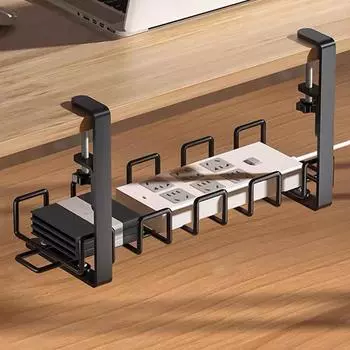 Подстольная стойка для хранения кабелей, гнездо под столом, наушники, провод, зарядный кабель, органайзер, лоток, домашний офисный стол, управление шнурами чёрный