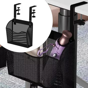 Подстольный держатель для хранения, зажим для корзины на столе, боковая полка для ванной комнаты чёрный