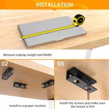 Подстольный держатель для ноутбука с винтом, кронштейн для крепления ноутбука под столом, дополнительное место для хранения ноутбука/клавиатуры под столом