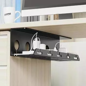 Подстольный кабельный лоток Металлический кабельный лоток под столом с зажимом Держатель шнура удлинителя Не требует сверления Прочные Вместительные принадлежности