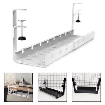 Подстольный лоток для укладки кабелей Расширяемая полка для хранения розеток Проводной шнур Держатель адаптера удлинителя Органайзер Без сверления