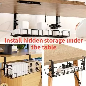 Подстольный лоток для укладки кабелей, стойка для хранения кабелей без отверстий, прочный проволочный органайзер для принадлежностей для дома и офиса