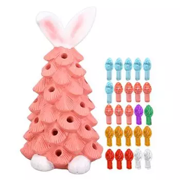 Подсвеченное пасхальное дерево-кролик, смоляная настольная фигурка пасхального дерева, подсвеченное украшение с ушками кролика для