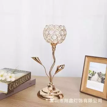 Подсвечник 1 шт., хрустальный, с одной головкой, металлические поделки, украшения, модель, подсвечник для комнаты, обеденный стол, свадьба, украшение для дома 12X32CM