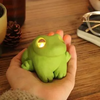 Подсвечник для ароматерапии, статуэтка из синтетической смолы, милый дизайн лягушки, водонепроницаемый ароматизированный подсвечник, украшение стола зелёный