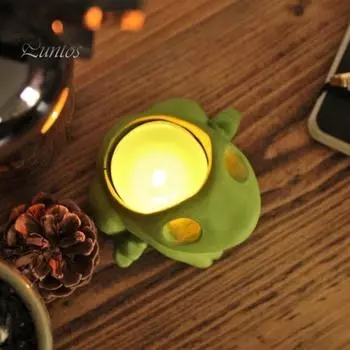 Подсвечник для ароматерапии, статуэтка из синтетической смолы, милый дизайн лягушки, водонепроницаемый ароматизированный подсвечник, украшение стола зелёный