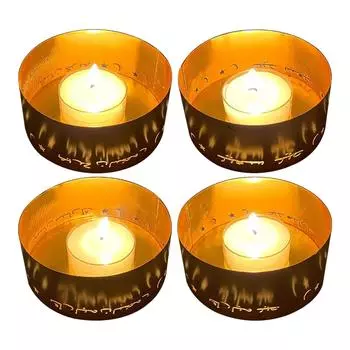 Подсвечник для чайной свечи, гальванизированный металлический, ажурный, декоративный, небольшой подсвечник для медитации Type 1