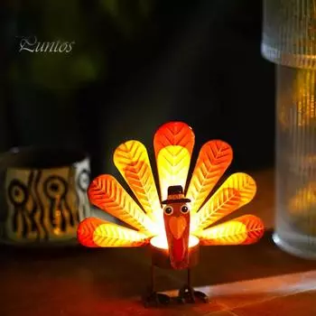 Подсвечник для чайной свечи на День благодарения, подставка для свечей, металлический подсвечник, настольное украшение, центральный элемент праздничного стола B