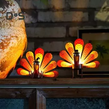 Подсвечник для чайной свечи на День благодарения, подставка для свечей, металлический подсвечник, настольное украшение, центральный элемент праздничного стола A