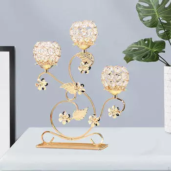 Подсвечник для чайной свечи с тремя рожками, канделябр, подарок другу, настольное украшение, декоративный подсвечник