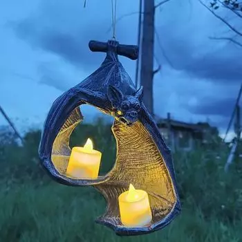 Подсвечник для чайной свечи в виде летучей мыши, готический подсвечник в виде летучей мыши со свечами, подсвечник в виде летучей мыши на Хэллоуин, подвесное украшение для домашнего декора чёрный