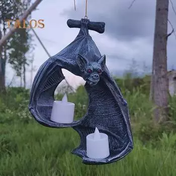 Подсвечник для чайной свечи в виде летучей мыши, готический подсвечник в виде летучей мыши со свечами, подсвечник в виде летучей мыши на Хэллоуин, подвесное украшение для домашнего декора чёрный