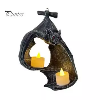Подсвечник для чайной свечи в виде летучей мыши, готический подсвечник в виде летучей мыши со свечами, подсвечник в виде летучей мыши на Хэллоуин, подвесное украшение для домашнего декора чёрный