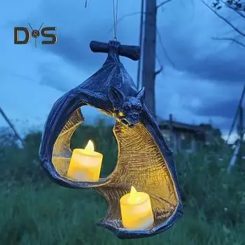 Подсвечник для чайной свечи в виде летучей мыши, готический подсвечник в виде летучей мыши со свечами, подсвечник в виде летучей мыши на Хэллоуин, подвесное украшение для домашнего декора чёрный