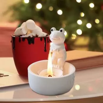 Подсвечник для чайной свечи Yousheng, керамический подсвечник в форме лягушки, настольный декор, украшение в виде лягушки для журнального столика, каминной полки, кухонной стойки белый