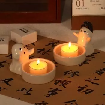 Подсвечник для дома, керамическая чашка для украшения Хэллоуина с привидениями, подсвечники, украшение для вечеринки, мультяшные украшения, подарочная коробка для чайных свечей