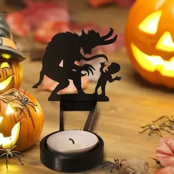 Подсвечник для Хэллоуина, металлический подсвечник для чайной свечи с пугающим силуэтом фигуры, жуткий призрак, отбрасывающий тень для чайной свечи, для внутреннего декора G