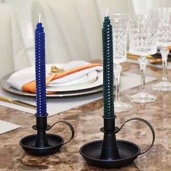 Подсвечник для конических свечей, металлическая подставка, настольный декор чёрный