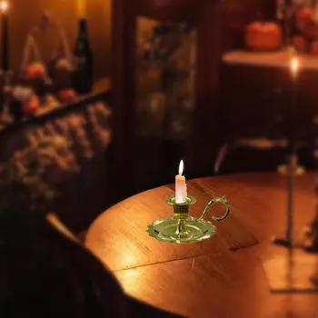 Подсвечник для конических свечей с ручкой, металлическая подставка, настольный декор бронзовый