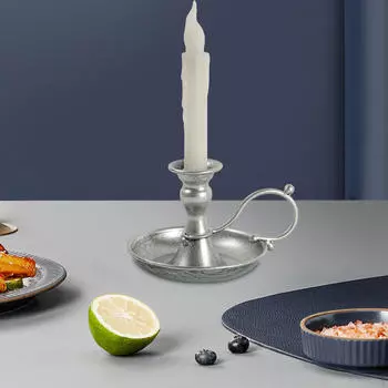 Подсвечник для конусных свечей с ручкой для празднования Хэллоуина серебряный