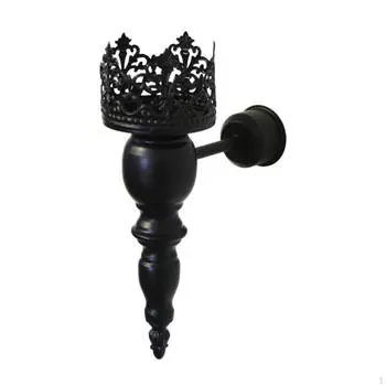 Подсвечник для настенного монтажа в столовой и ванной комнате чёрный