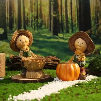 Подсвечник для ребенка в виде соломенной шляпы, тыква из смолы, девочка, мальчик, подставка для свечей, украшение для подсвечника, украшение для стола на Хэллоуин, праздник урожая Boy