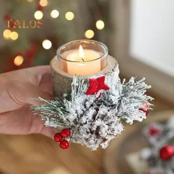 Подсвечник для рождественских свечей, искусственный подсвечник в виде заснеженной шишки, подсвечник для чайных свечей в деревенском стиле для домашнего декора, украшения стола на вечеринку A